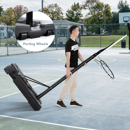 44In Basketball Hoop Adjustable Height 6.56Ft-10Ft Goal Durable Outdoor Portable Basketball System for All Age Ranges White