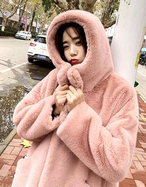 Load image into Gallery viewer, Winter Jacket Women High Quality Faux Rabbit Fur Coat Luxury Long Fur Jacket Overcoat Thick Warm Large Size Female Plush Coats
