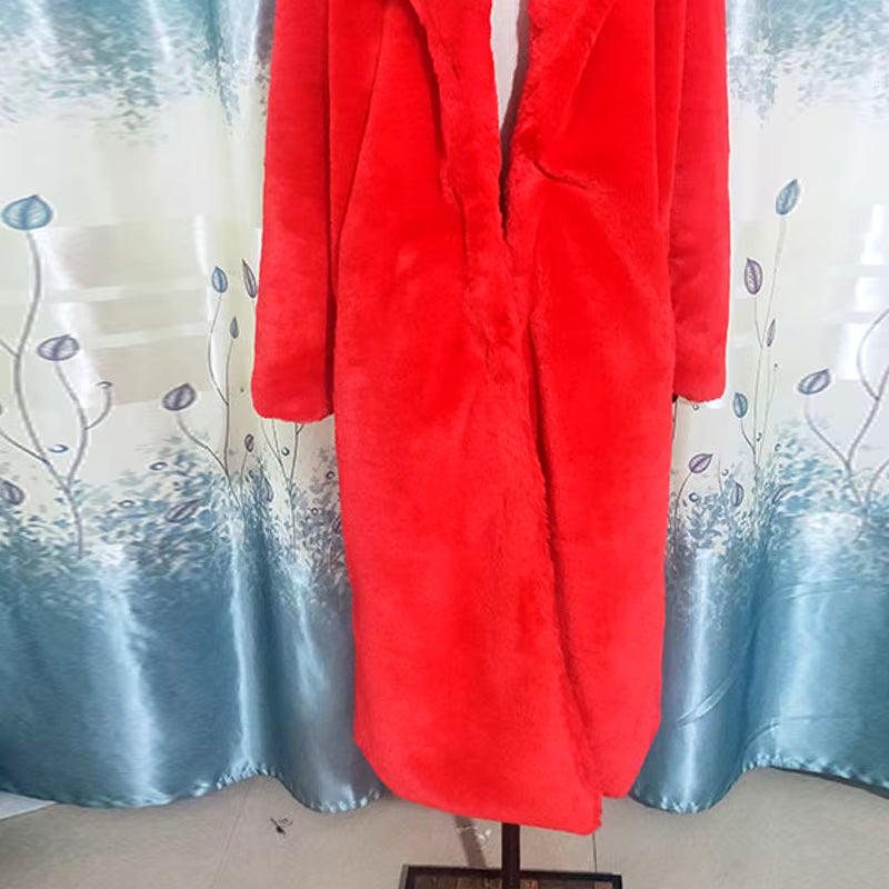 Winter Jacket Women High Quality Faux Rabbit Fur Coat Luxury Long Fur Jacket Overcoat Thick Warm Large Size Female Plush Coats