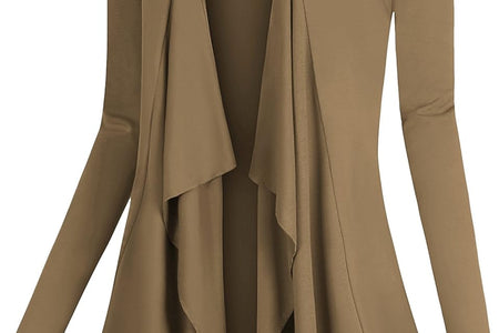 Women'S Drape Front Open Cardigan Long Sleeve Irregular Hem