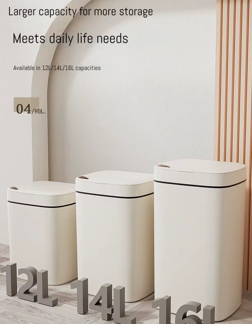 Load image into Gallery viewer, Smart Bathroom Trash Can- White Non-Contact Sensor &amp; Automatic Bagging for Smart Homes 16L
