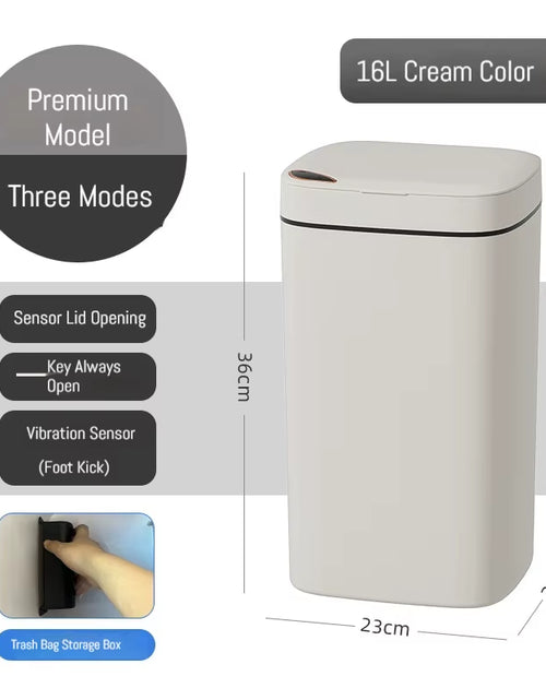 Load image into Gallery viewer, Smart Bathroom Trash Can- White Non-Contact Sensor &amp; Automatic Bagging for Smart Homes 16L
