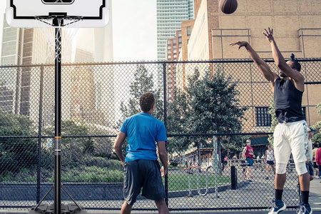 44In Basketball Hoop Adjustable Height 6.56Ft-10Ft Goal Durable Outdoor Portable Basketball System for All Age Ranges White