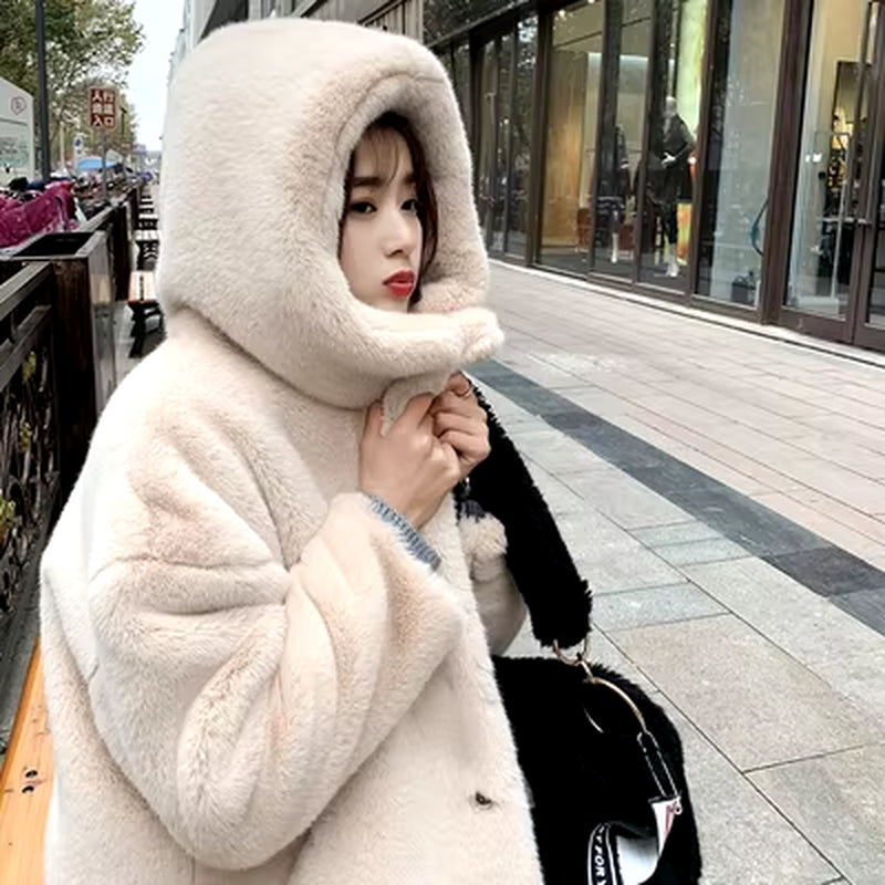 Winter Jacket Women High Quality Faux Rabbit Fur Coat Luxury Long Fur Jacket Overcoat Thick Warm Large Size Female Plush Coats