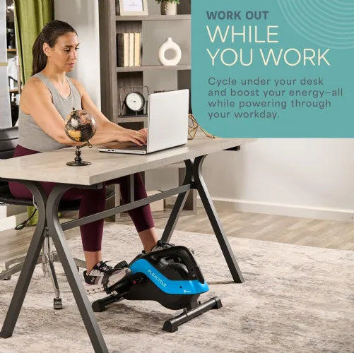 under Desk Bike Pedal Exerciser, Mini Exercise Bike with Digital Display, Portable Foot Cycle Arm & Leg Peddler Machine for Home