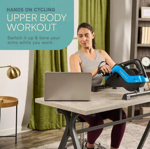 under Desk Bike Pedal Exerciser, Mini Exercise Bike with Digital Display, Portable Foot Cycle Arm & Leg Peddler Machine for Home