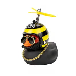 Car Duck with Helmet Broken Wind Pendant Small Yellow Duck Road Bike Motor Helmet Riding Cycling Accessories without Lights