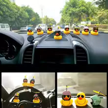 Car Duck with Helmet Broken Wind Pendant Small Yellow Duck Road Bike Motor Helmet Riding Cycling Accessories without Lights