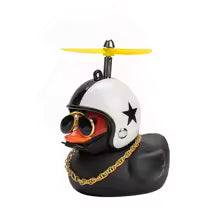 Car Duck with Helmet Broken Wind Pendant Small Yellow Duck Road Bike Motor Helmet Riding Cycling Accessories without Lights