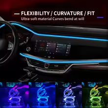 1/2/3/4/5M Car Interior RGB LED Light Strip Ambient Neon Invisible Light USB Fiber Optic Atmosphere Lamp Support APP Control