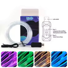 1/2/3/4/5M Car Interior RGB LED Light Strip Ambient Neon Invisible Light USB Fiber Optic Atmosphere Lamp Support APP Control